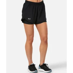 New Under Armour Womens Fly By 2-in-1 Shorts Black