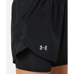 New Under Armour Womens Fly By 2-in-1 Shorts Black