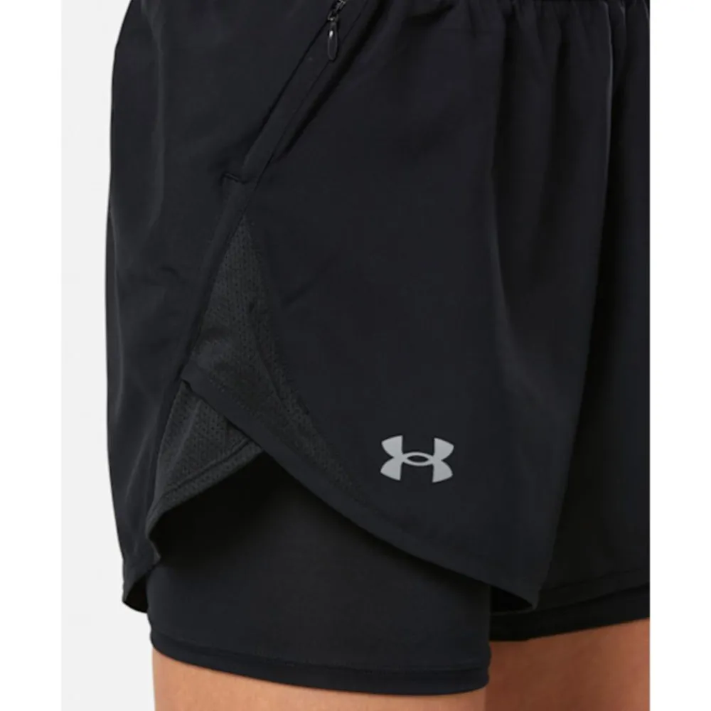 New Under Armour Womens Fly By 2-in-1 Shorts Black