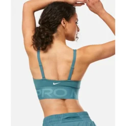 Discount Nike Womens Indy Plunge Medium Support Sports Bra Blue