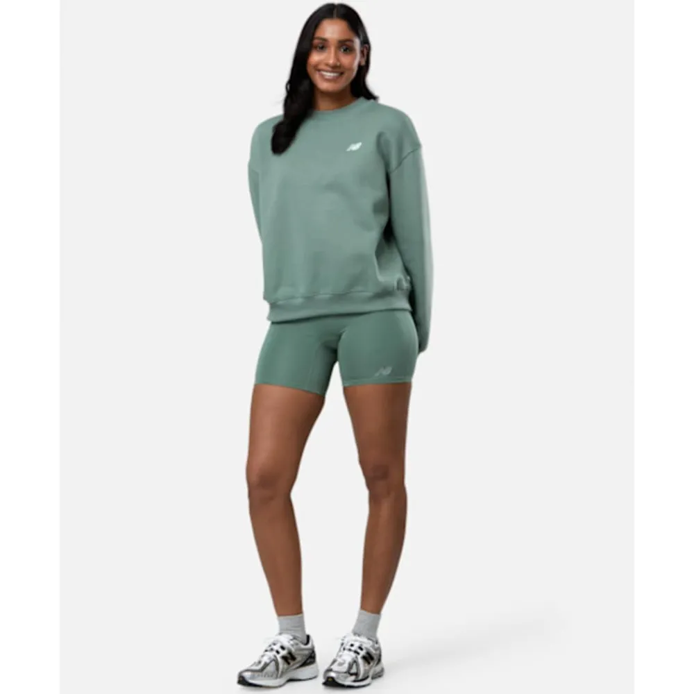 Clearance New Balance Womens Linear Heritage Crew Neck Sweatshirt Green