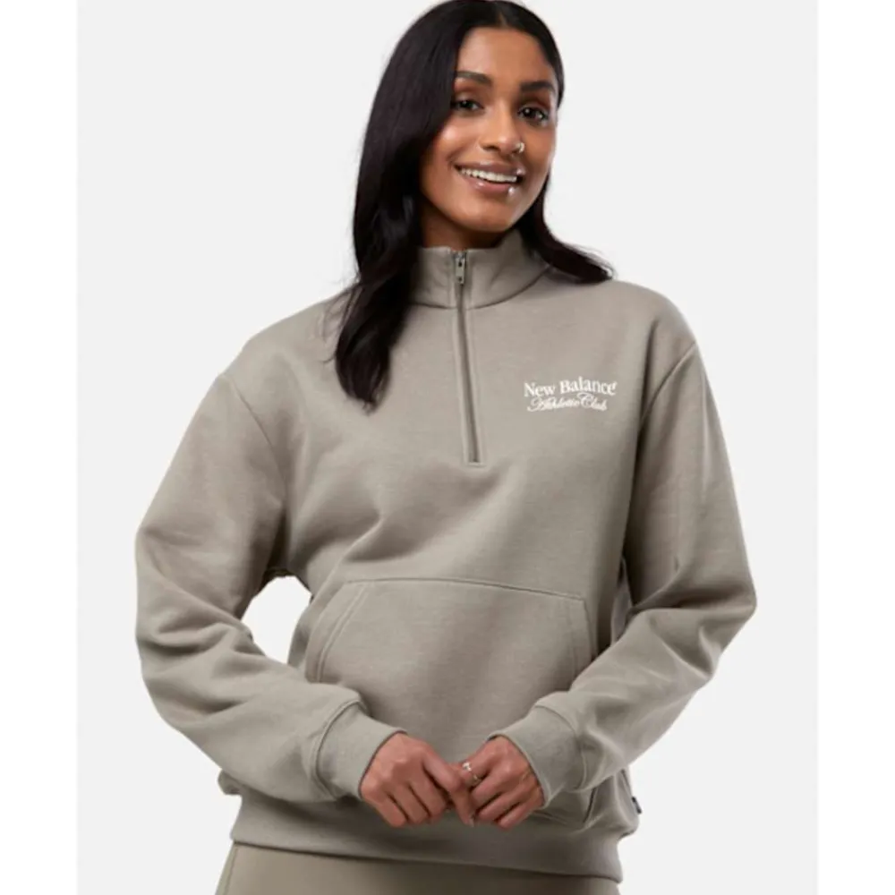 Discount New Balance Womens Linear Heritage Half Zip Top Brown