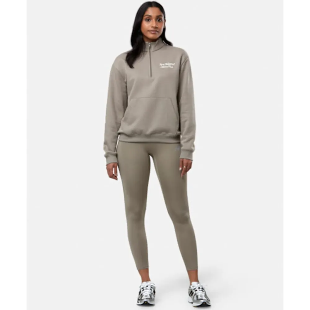 Discount New Balance Womens Linear Heritage Half Zip Top Brown