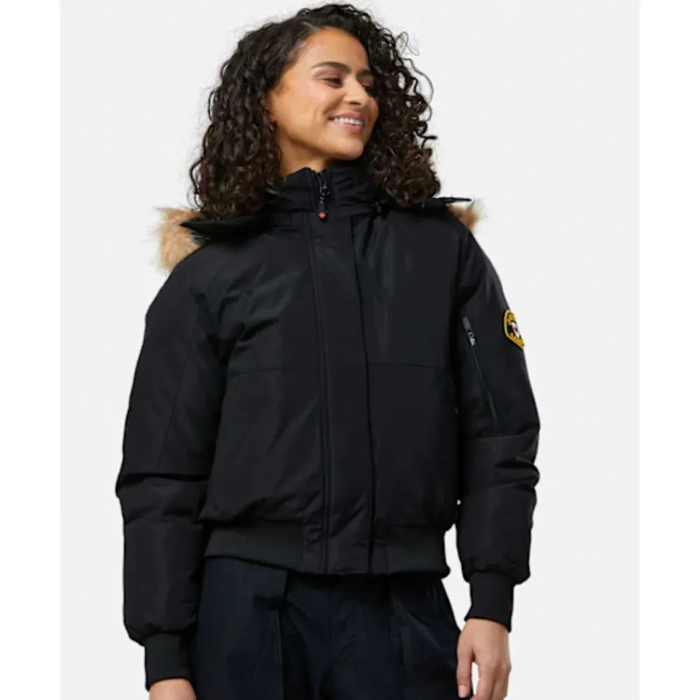 Clearance Zavetti Canada Womens Olivia Hooded Bomber Jacket Black