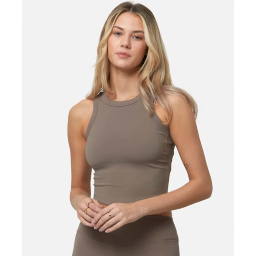 New Nike Womens One Fitted Cropped Tank Top Brown