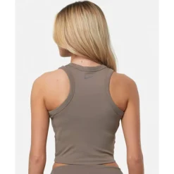 New Nike Womens One Fitted Cropped Tank Top Brown