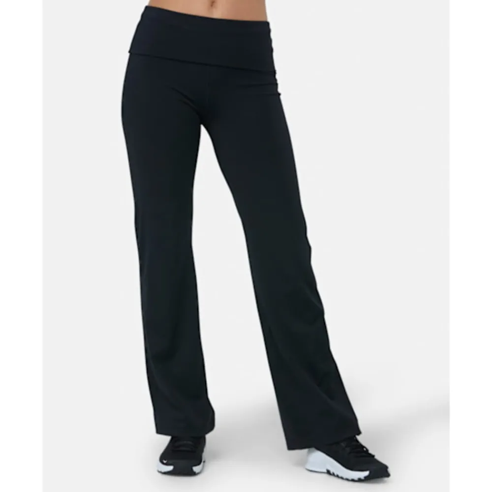 New Nike Womens One Fold-Over Pants Black