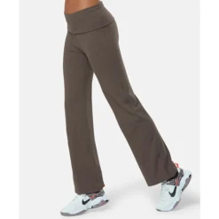 New Nike Womens One Fold-Over Pants Brown