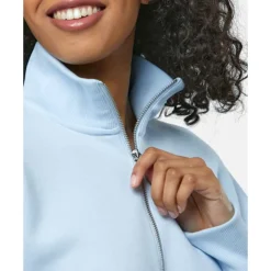 Clearance Nike Womens Phoenix Fleece Cropped Half Zip Top Blue