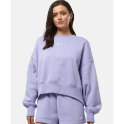Sale Nike Womens Phoenix Fleece Oversized Crew Neck Sweatshirt Purple