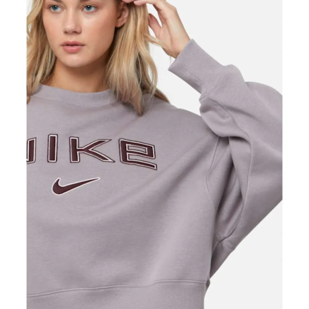 Outlet Nike Womens Phoenix Fleece Oversized Crew Neck Sweatshirt Purple