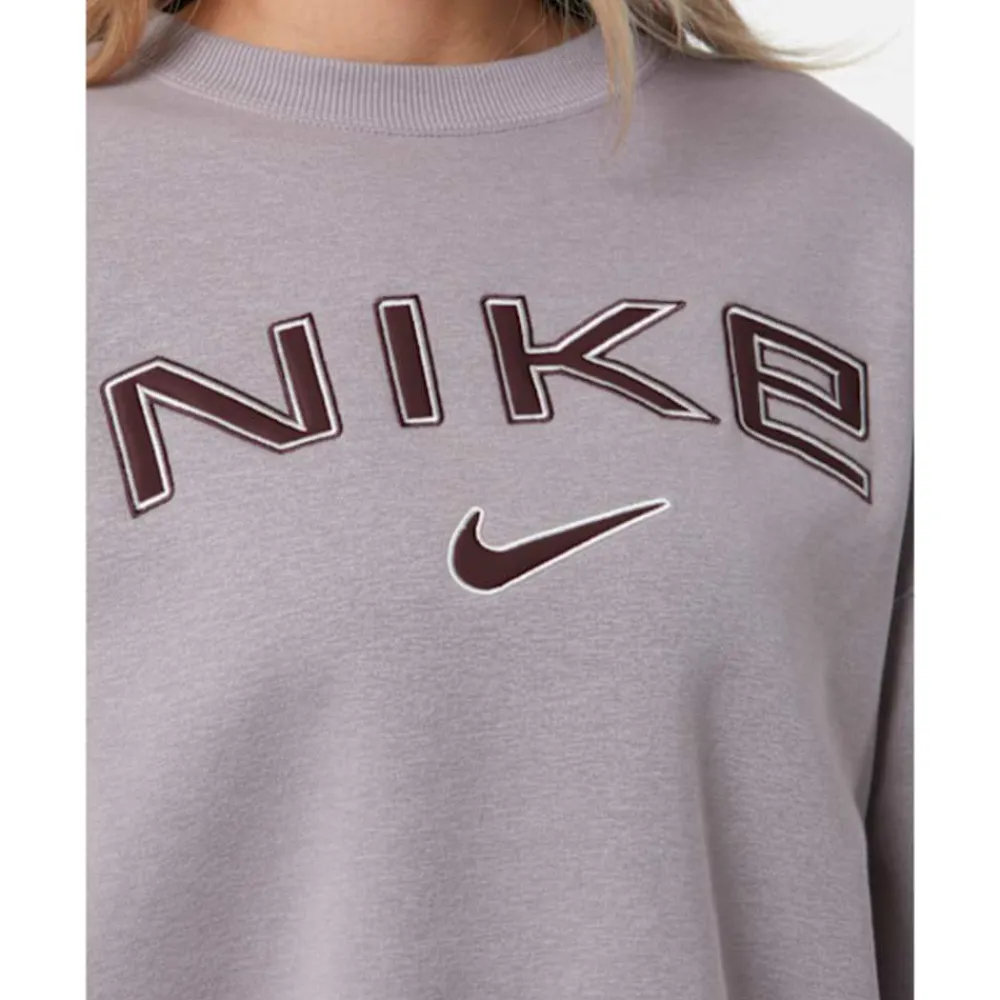 Outlet Nike Womens Phoenix Fleece Oversized Crew Neck Sweatshirt Purple