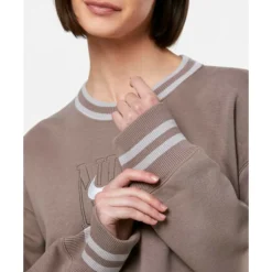 New Nike Womens Phoenix Fleece Oversized Crew Neck Sweatshirt Brown