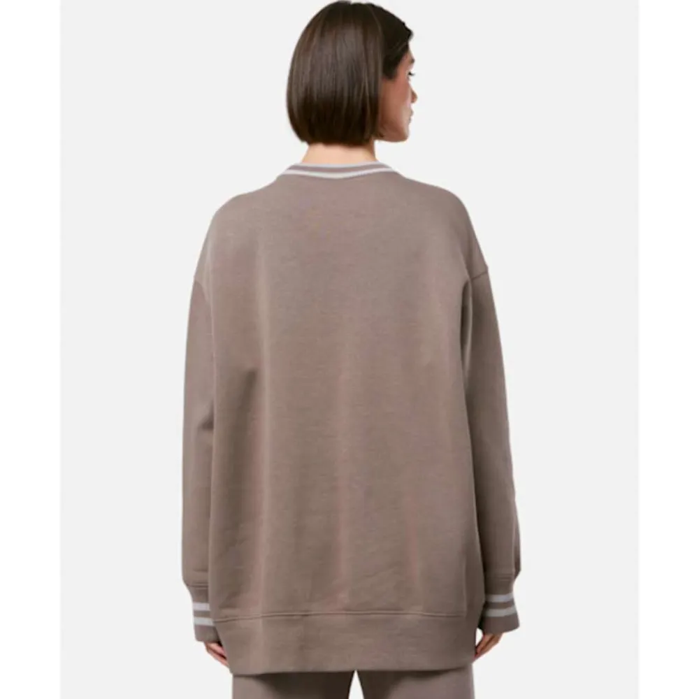 New Nike Womens Phoenix Fleece Oversized Crew Neck Sweatshirt Brown