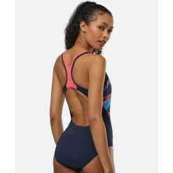 Hot Speedo Womens Placement Laneback Swimsuit Navy