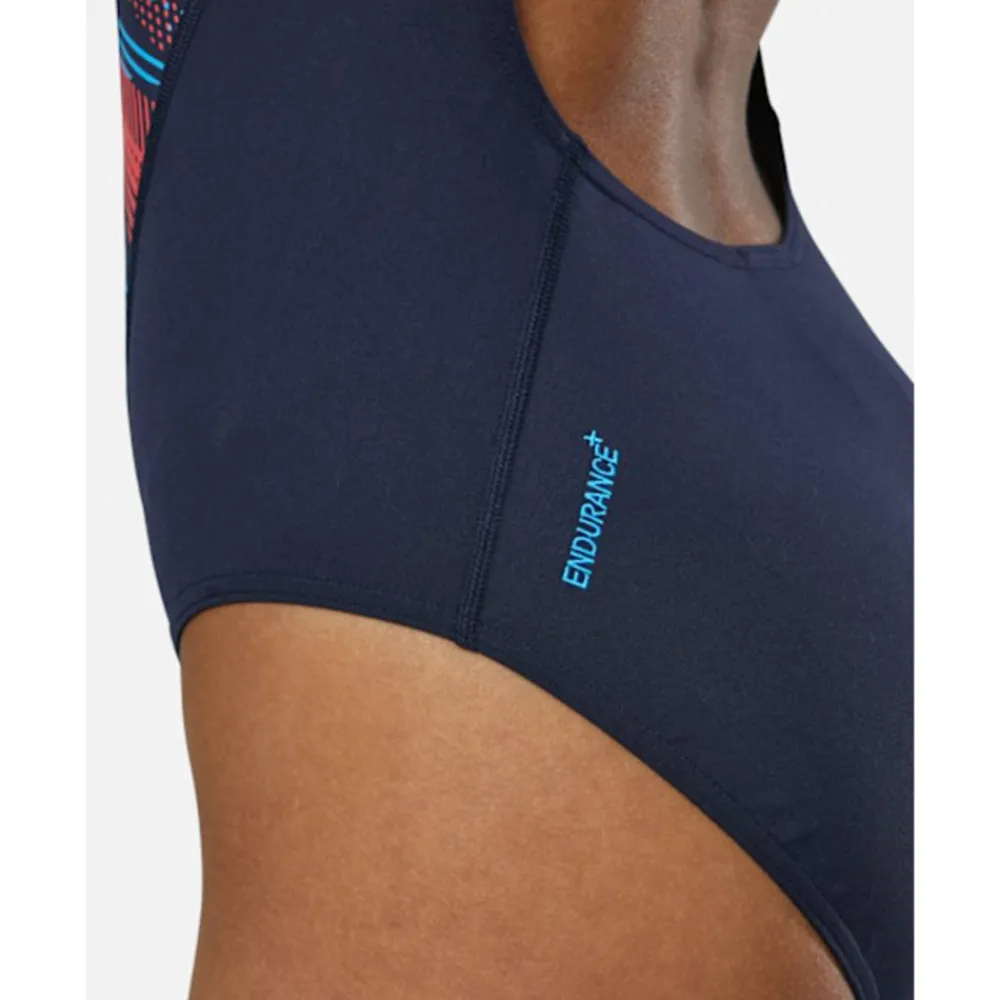 Hot Speedo Womens Placement Laneback Swimsuit Navy