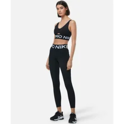 New Nike Womens Pro Indy Plunge Medium Support Sports Bra Black