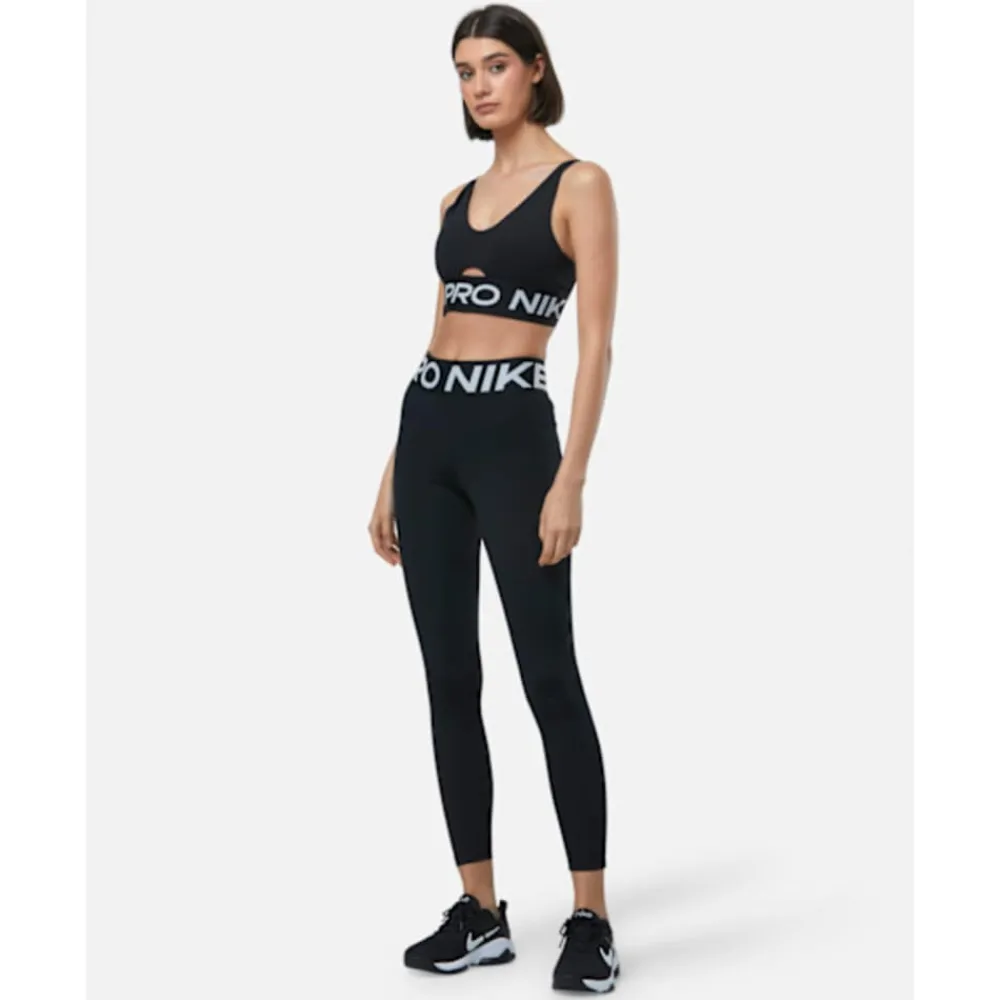 New Nike Womens Pro Indy Plunge Medium Support Sports Bra Black
