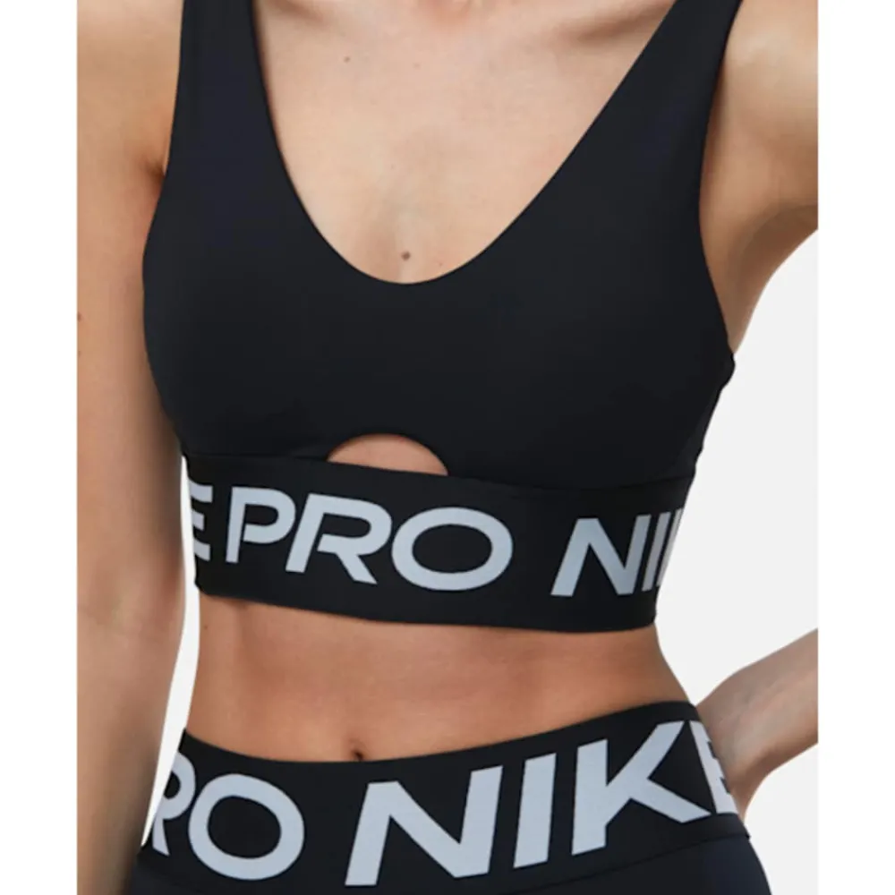 New Nike Womens Pro Indy Plunge Medium Support Sports Bra Black
