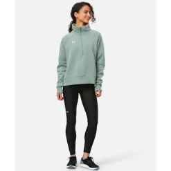 Outlet Under Armour Womens Rival Fleece Half Zip Green