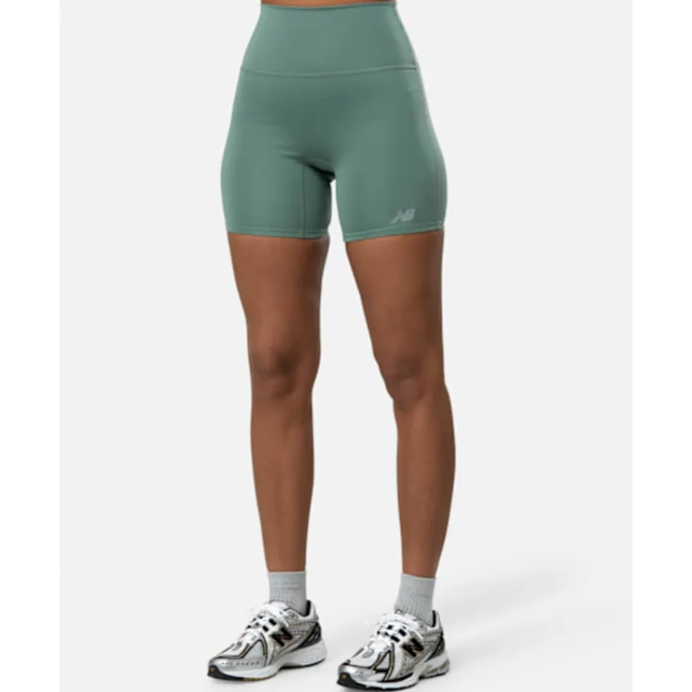 Fashion New Balance Womens Script Shorts Green