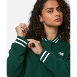 Sale New Balance Womens Sportswear Greatest Hits Varsity Jacket Green