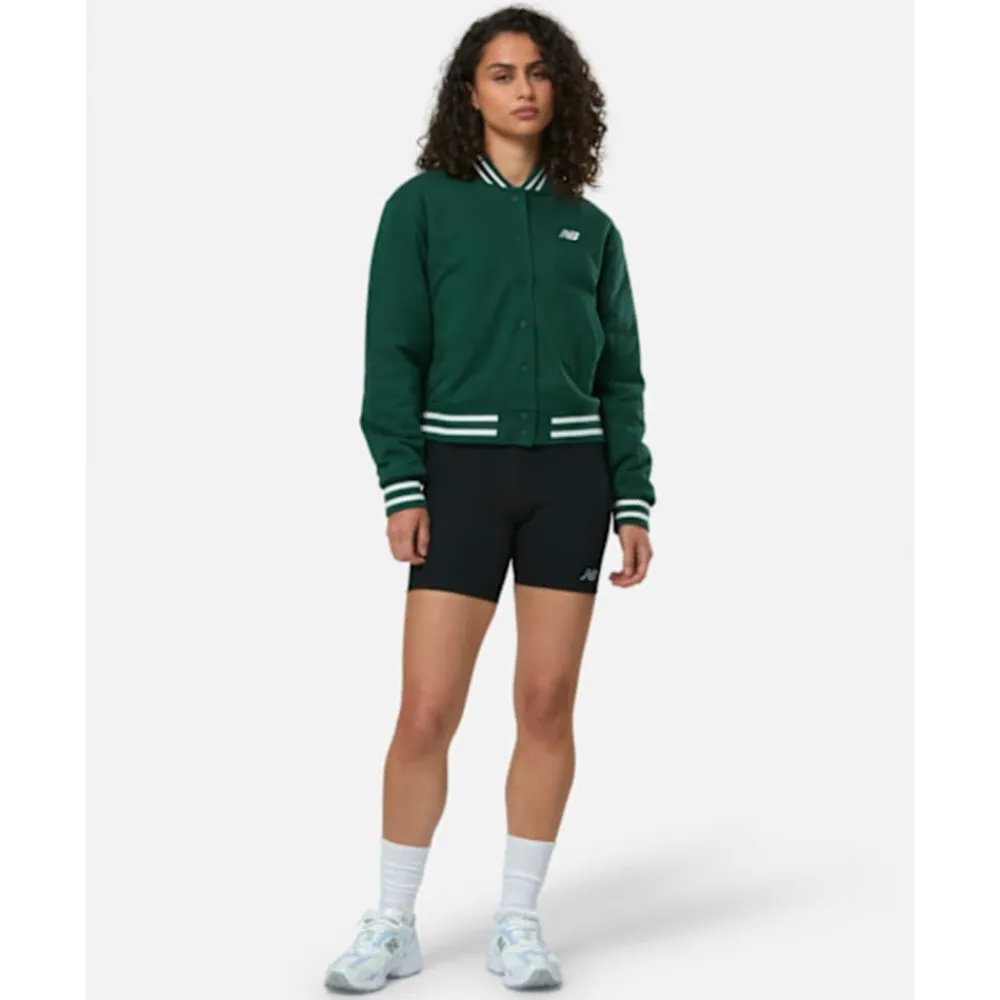 Sale New Balance Womens Sportswear Greatest Hits Varsity Jacket Green