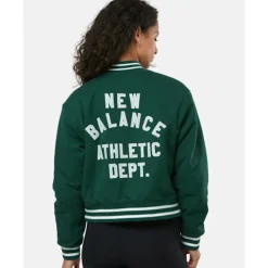 Sale New Balance Womens Sportswear Greatest Hits Varsity Jacket Green