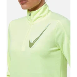New Nike Womens Swoosh Half Zip Top Yellow