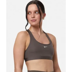 Outlet Nike Womens Swoosh Light Support Sports Bra Brown
