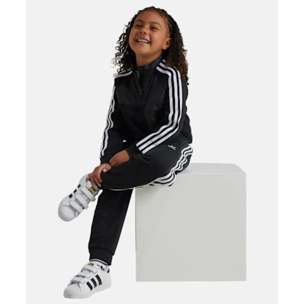 Best adidas Originals Younger Kids Half Zip Crew Set Black