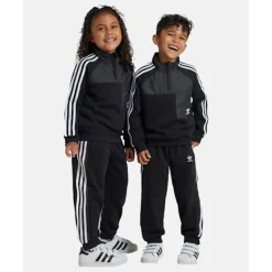 Best adidas Originals Younger Kids Half Zip Crew Set Black