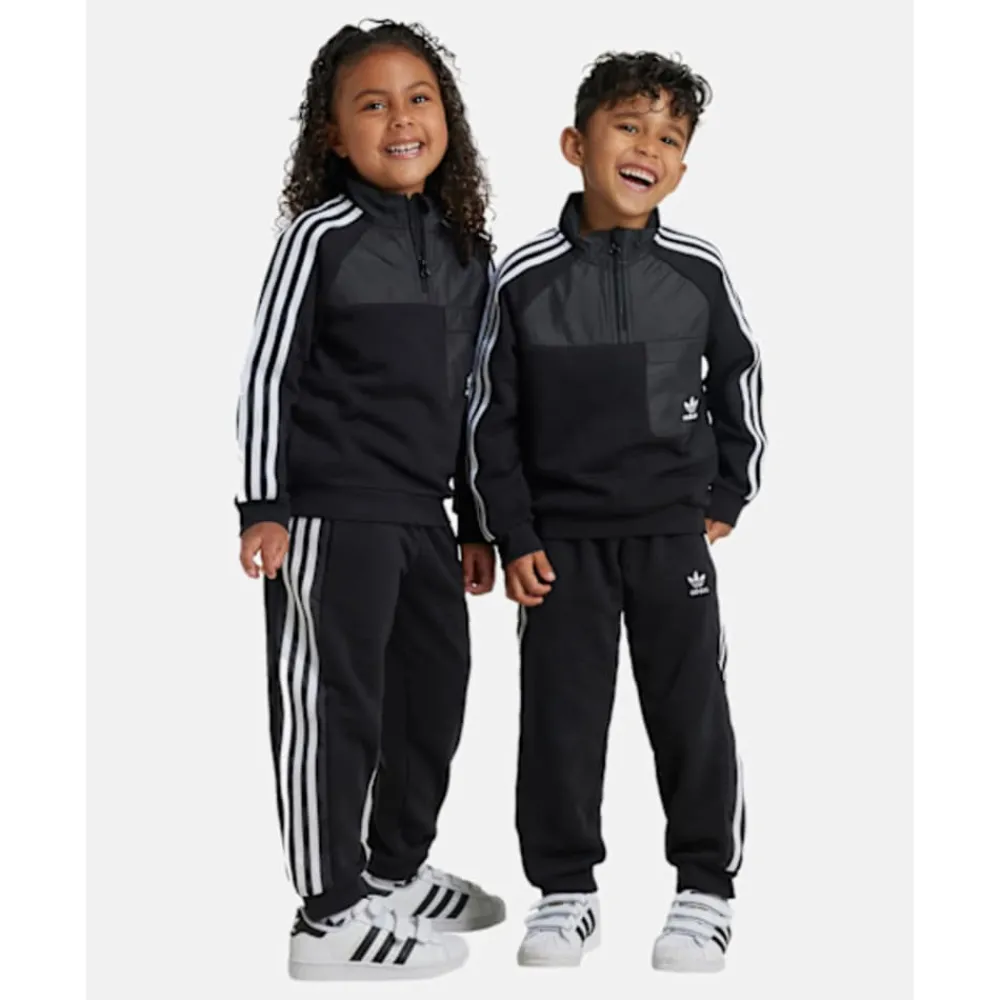 Best adidas Originals Younger Kids Half Zip Crew Set Black